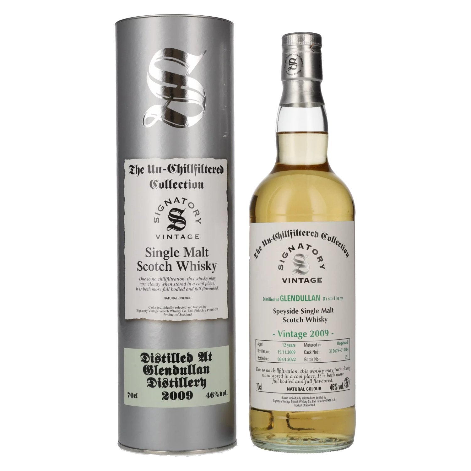 Signatory Vintage GLENDULLAN 12 Years Old The Un-Chillfiltered 2009 46% Vol. 0,7l in Giftbox