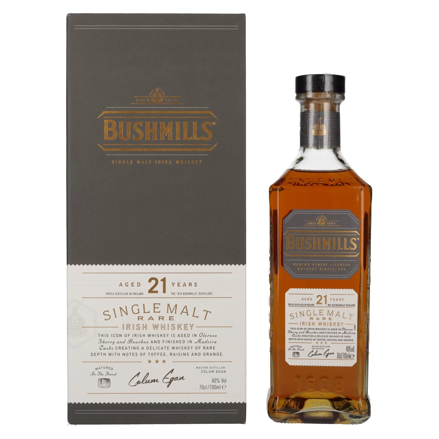 Bushmills 21 Years Old RARE Single Malt Irish Whiskey 40% Vol. 0,7l in Giftbox