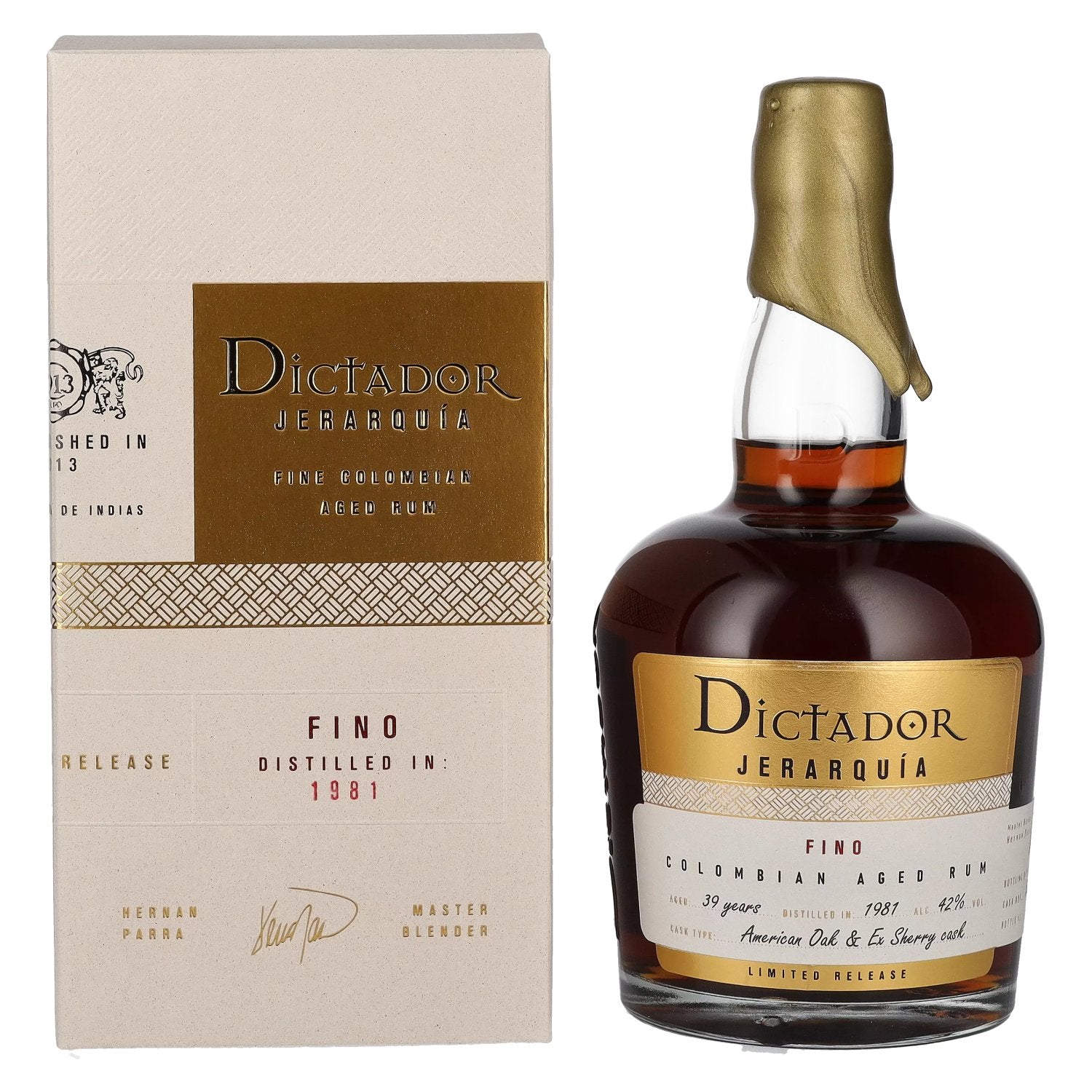 Dictador JERARQUIA 39 Years Old FINO Rum 1981 42% Vol. 0,7l in Giftbox