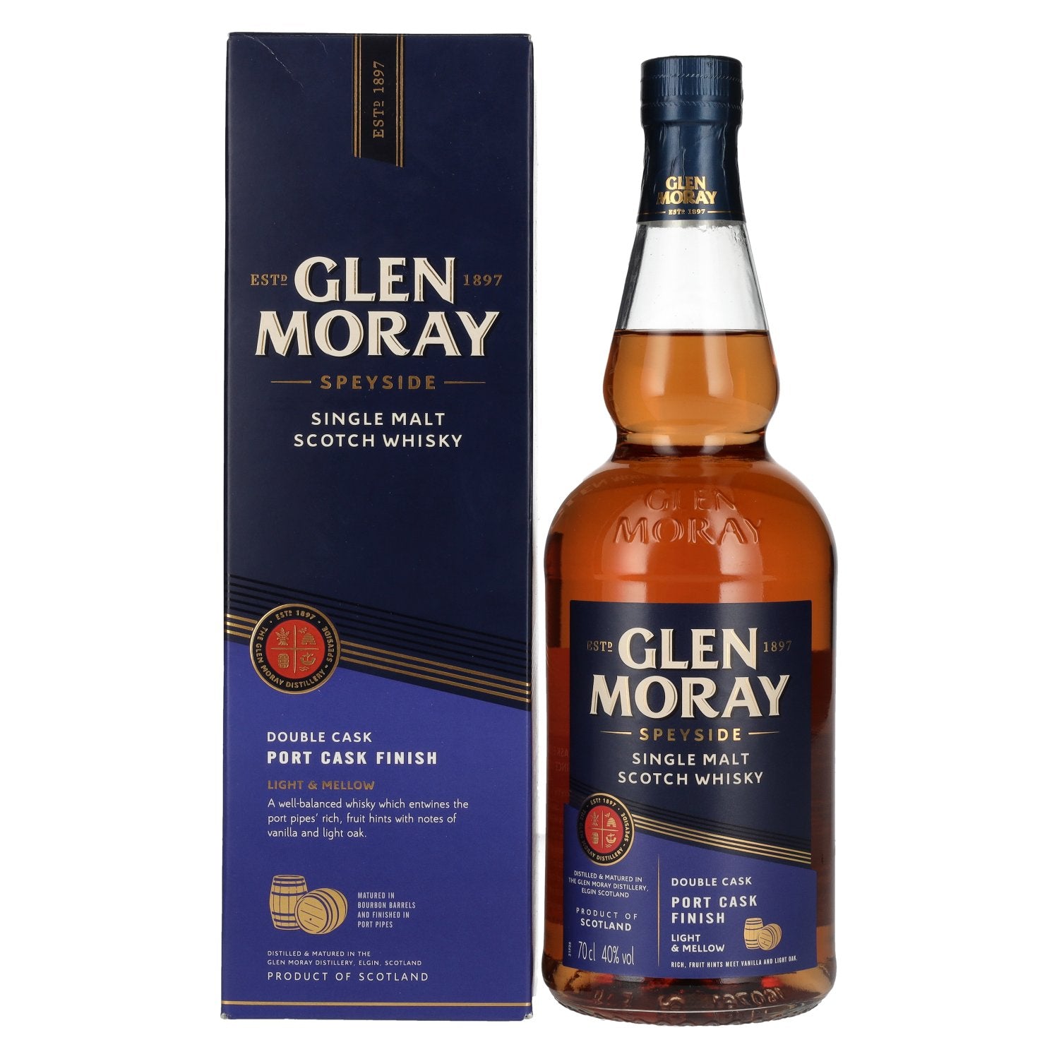 Glen Moray Elgin Classic Port Cask Finish Small Batch Release 40% Vol. 0,7l in Giftbox