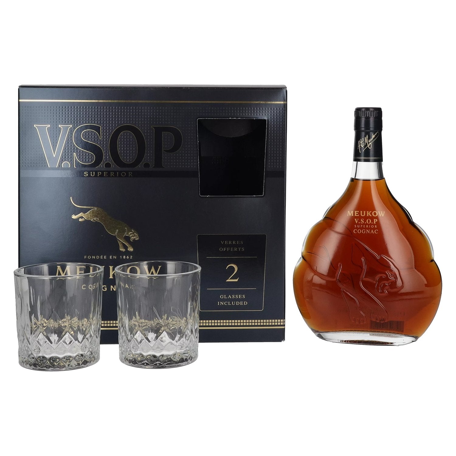 Meukow V.S.O.P Superior Cognac 40% Vol. 0,7l in Giftbox with 2 glasses