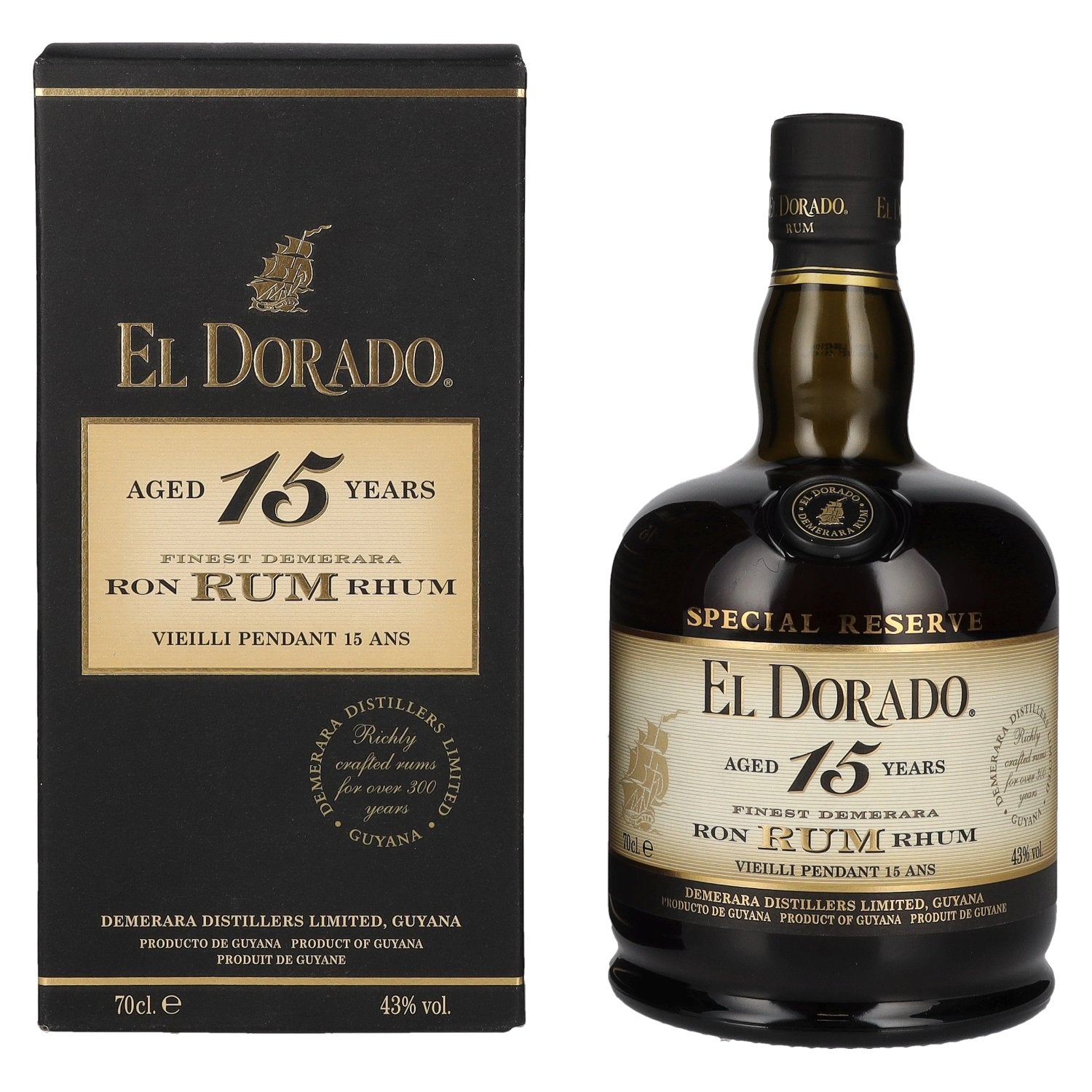 El Dorado 15 Years Old Finest Demerara Rum SPECIAL RESERVE 43% Vol. 0,7l in Giftbox