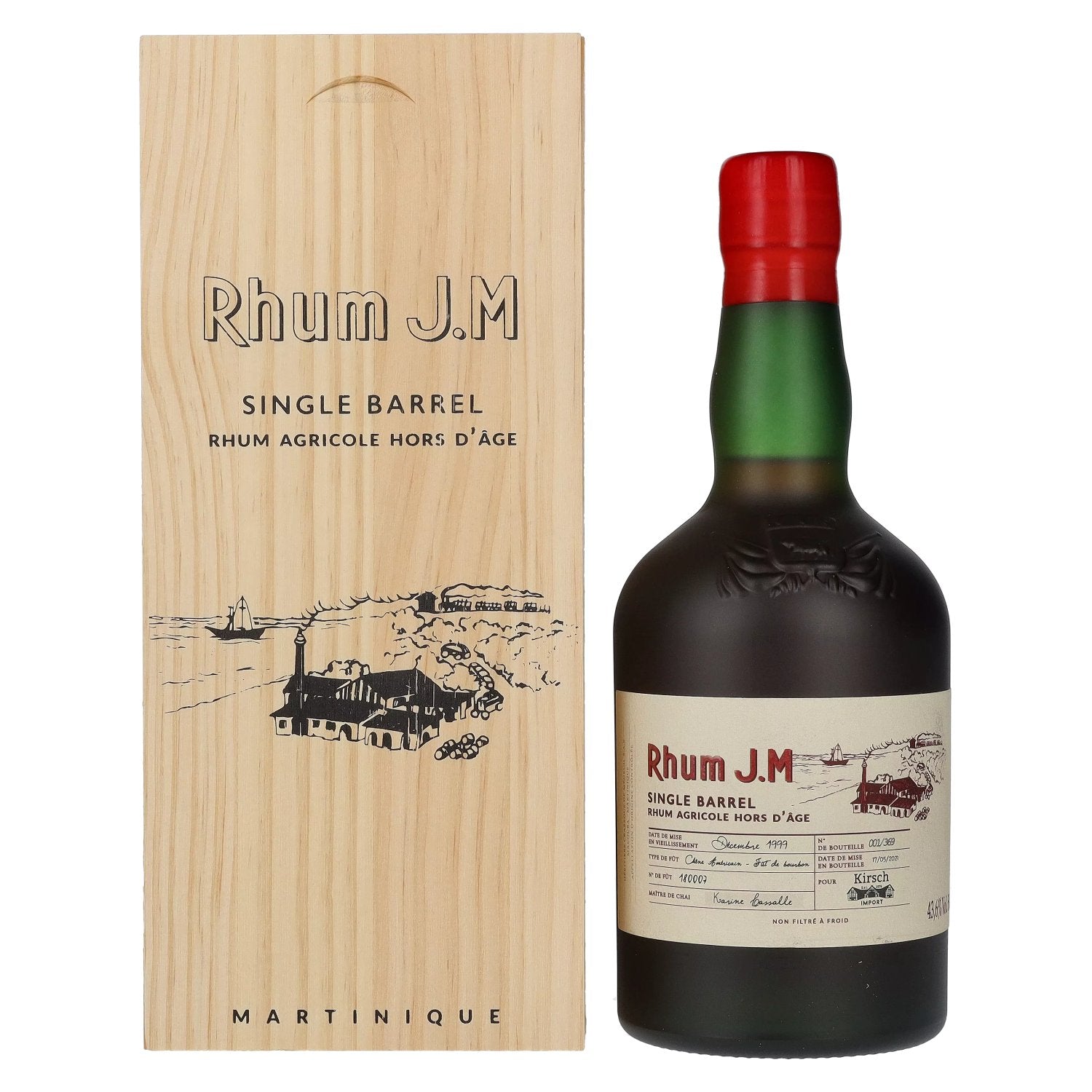 Rhum J.M Single Barrel Agricole Hors D'Age 1999 43,6% Vol. 0,5l in Holzkiste