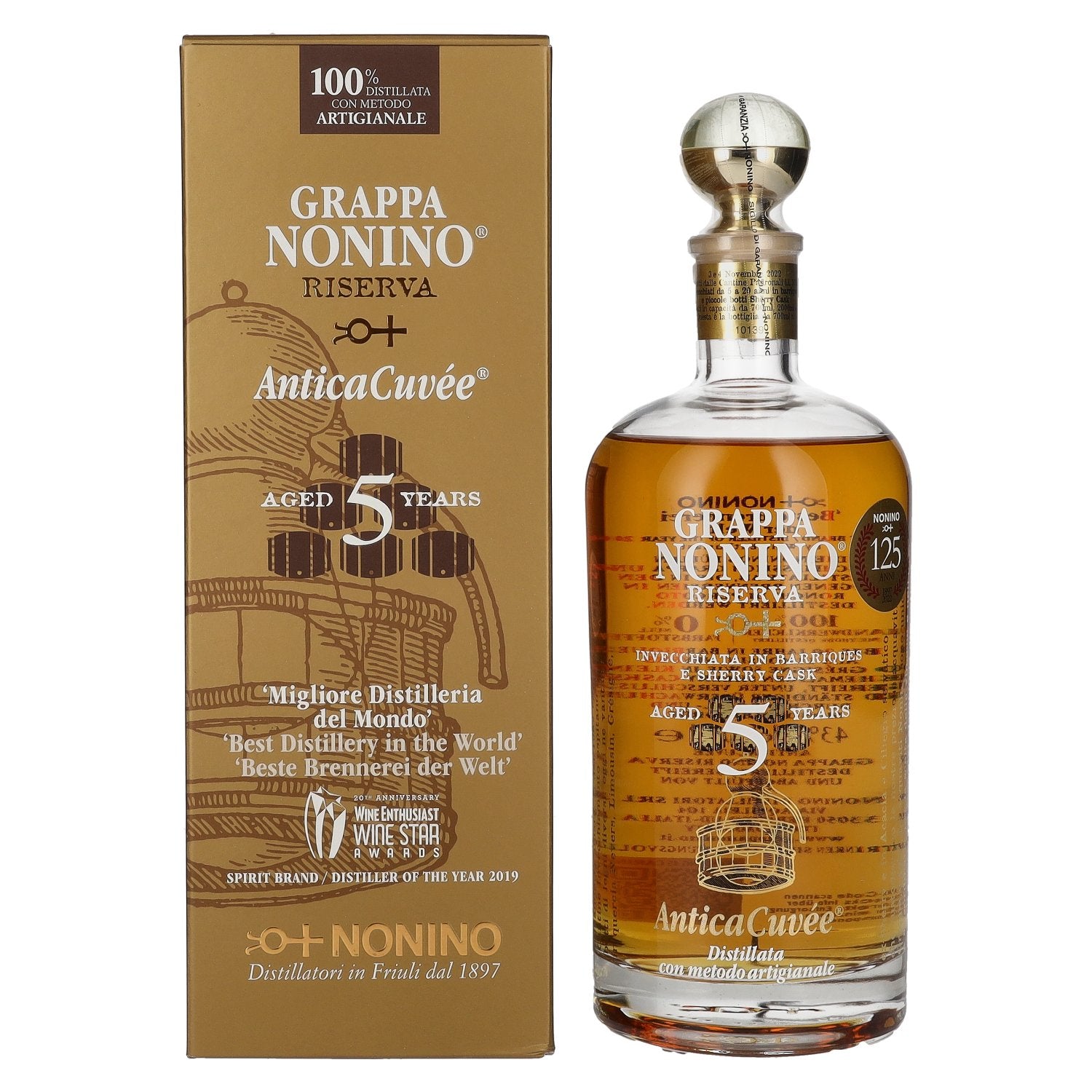 Nonino Grappa Riserva Antica Cuvee 5 Years Old 43% Vol. 0,7l in Giftbox