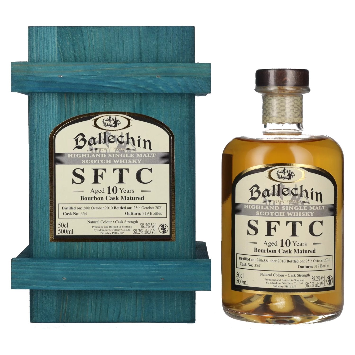 Edradour Ballechin SFTC 10 Years Old Bourbon Cask Matured 2010 58,2% Vol. 0,5l in Holzkiste