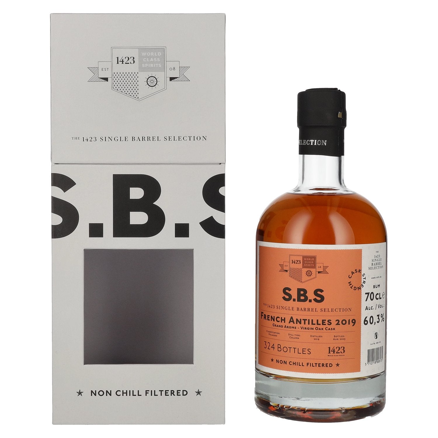 1423 S.B.S FRENCH ANTILLES Single Barrel Selection 2019 60,3% Vol. 0,7l in Giftbox