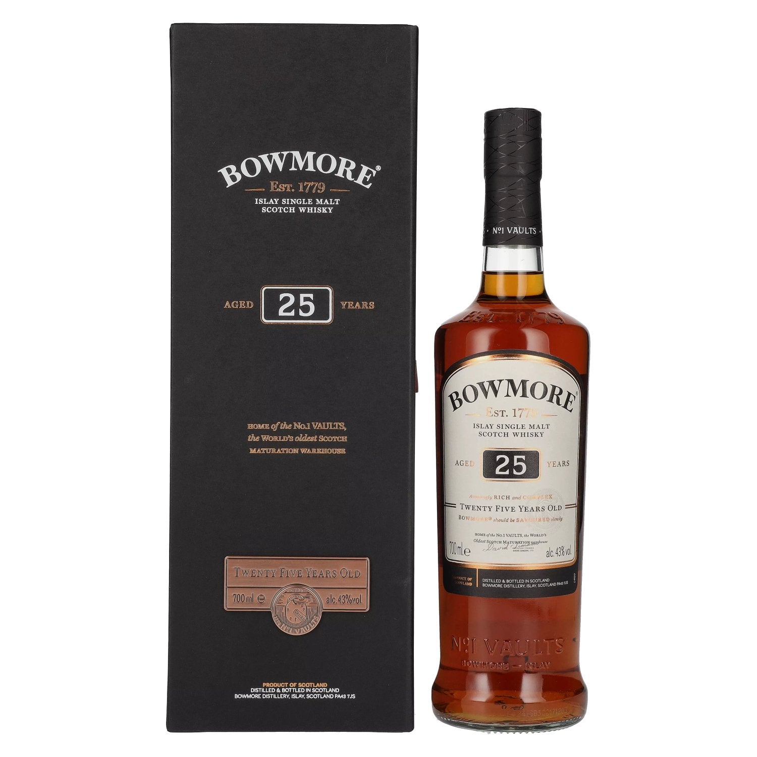 Bowmore 25 Years Old Islay Single Malt 43% Vol. 0,7l in Giftbox