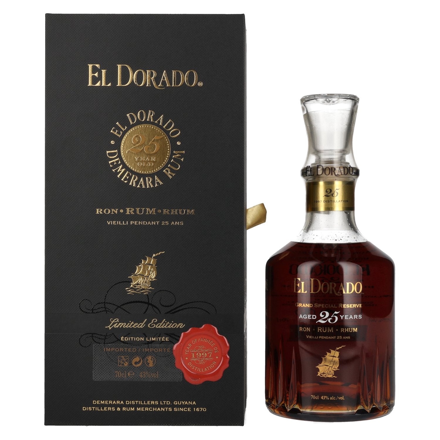 El Dorado 25 Years Old GRAND SPECIAL RESERVE Rum 1988 43% Vol. 0,7l in Giftbox