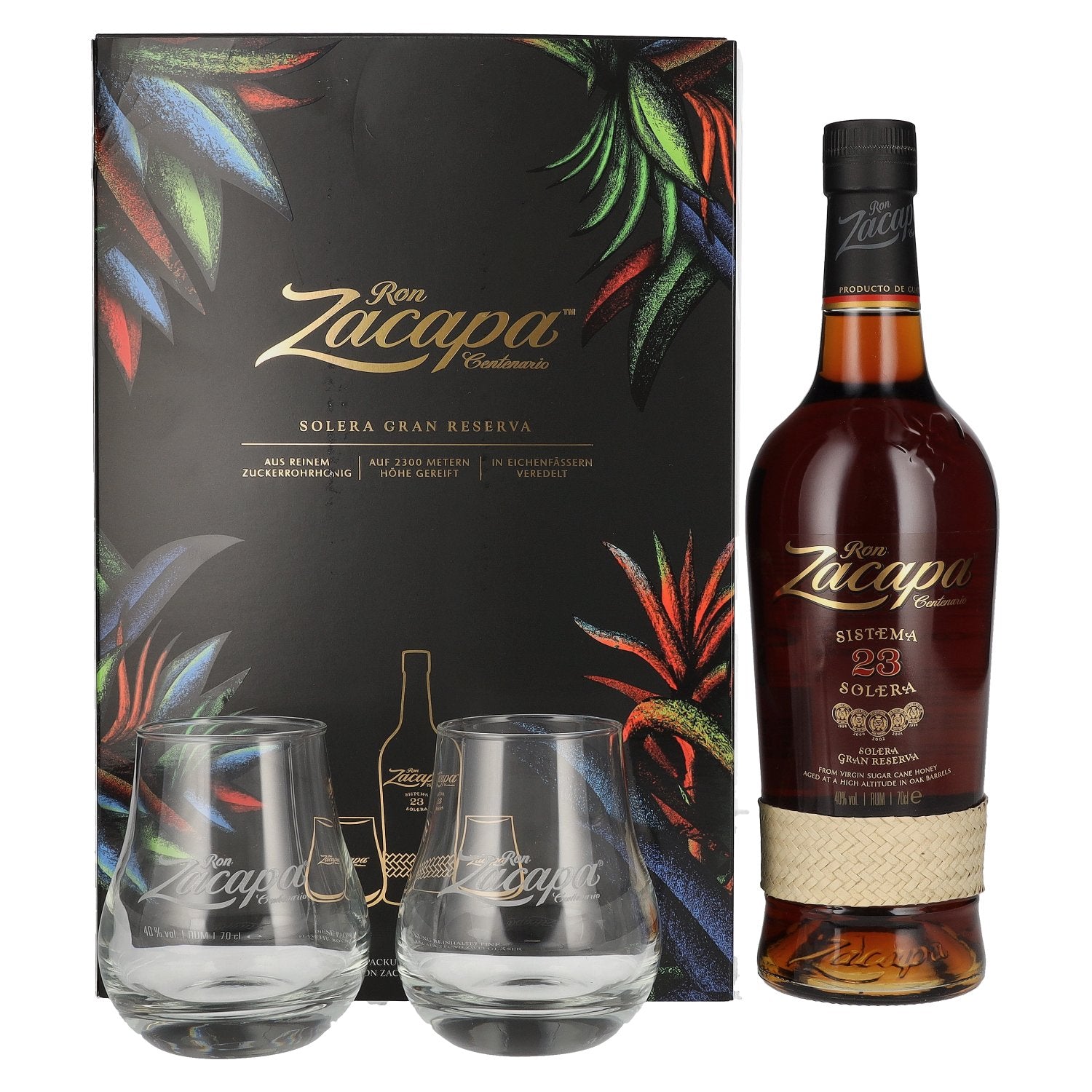 Ron Zacapa Centenario 23 SISTEMA SOLERA Gran Reserva Limited Edition Design 40% Vol. 0,7l in Giftbox with 2 glasses