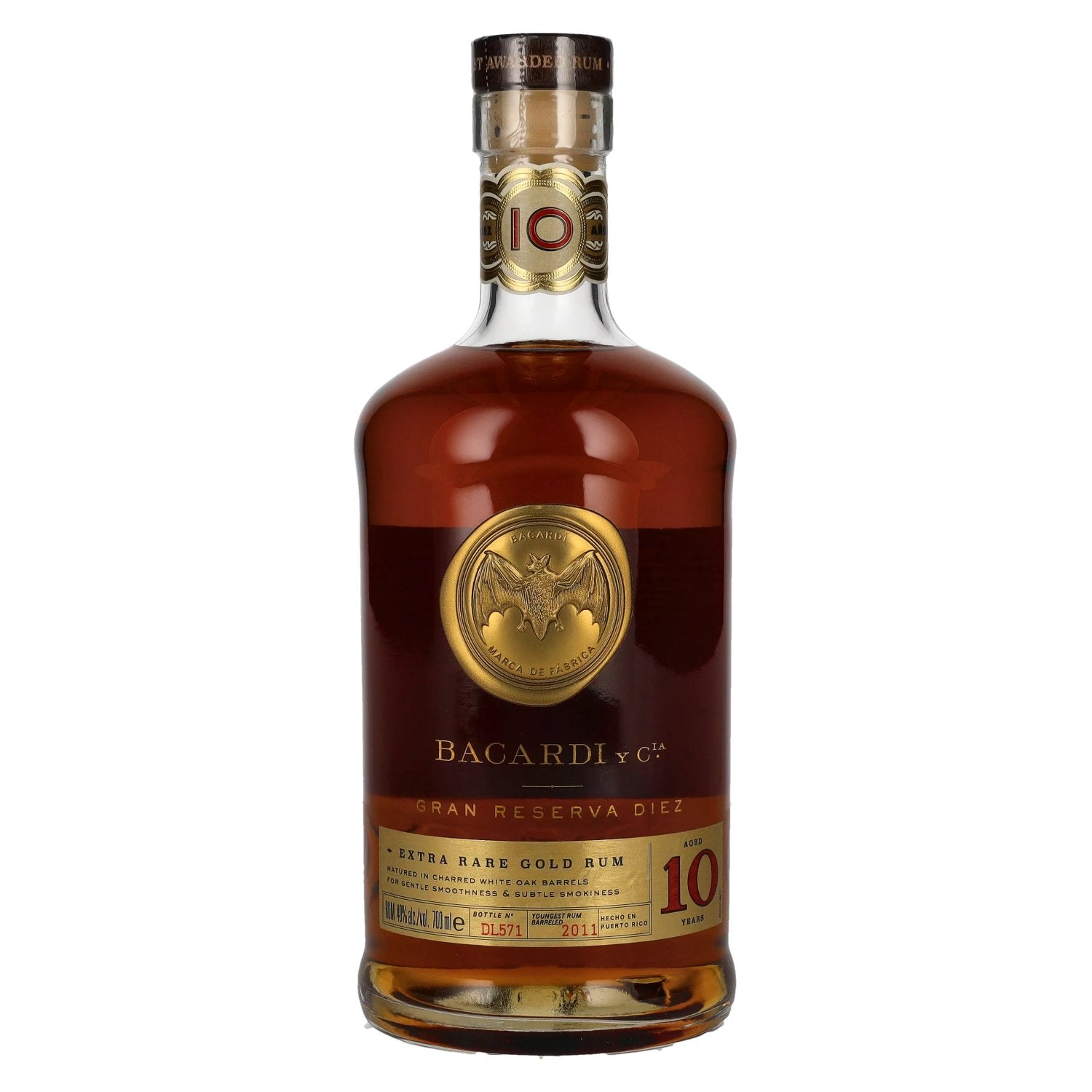 Bacardi 10 Anos Gran Reserva Diez Extra Rare Gold Rum 40% Vol. 0,7l