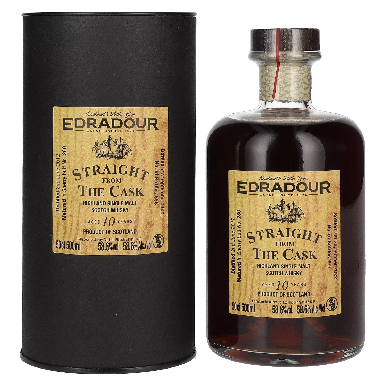 Edradour SFTC 10 Years Old Sherry Butt 2012 58,6% Vol. 0,5l in Giftbox