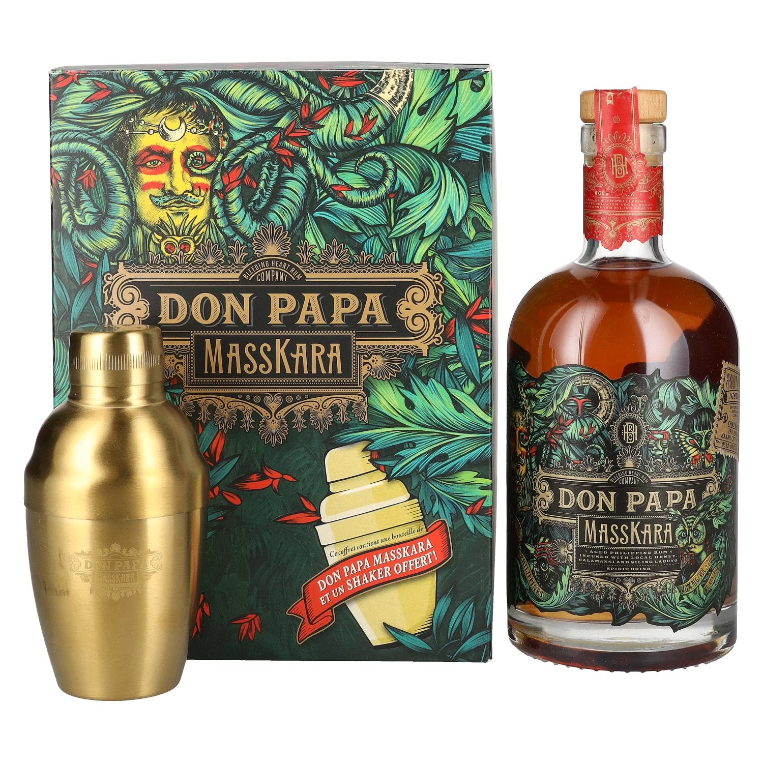 Don Papa MASSKARA 40% Vol. 0,7l in Giftbox with Shaker