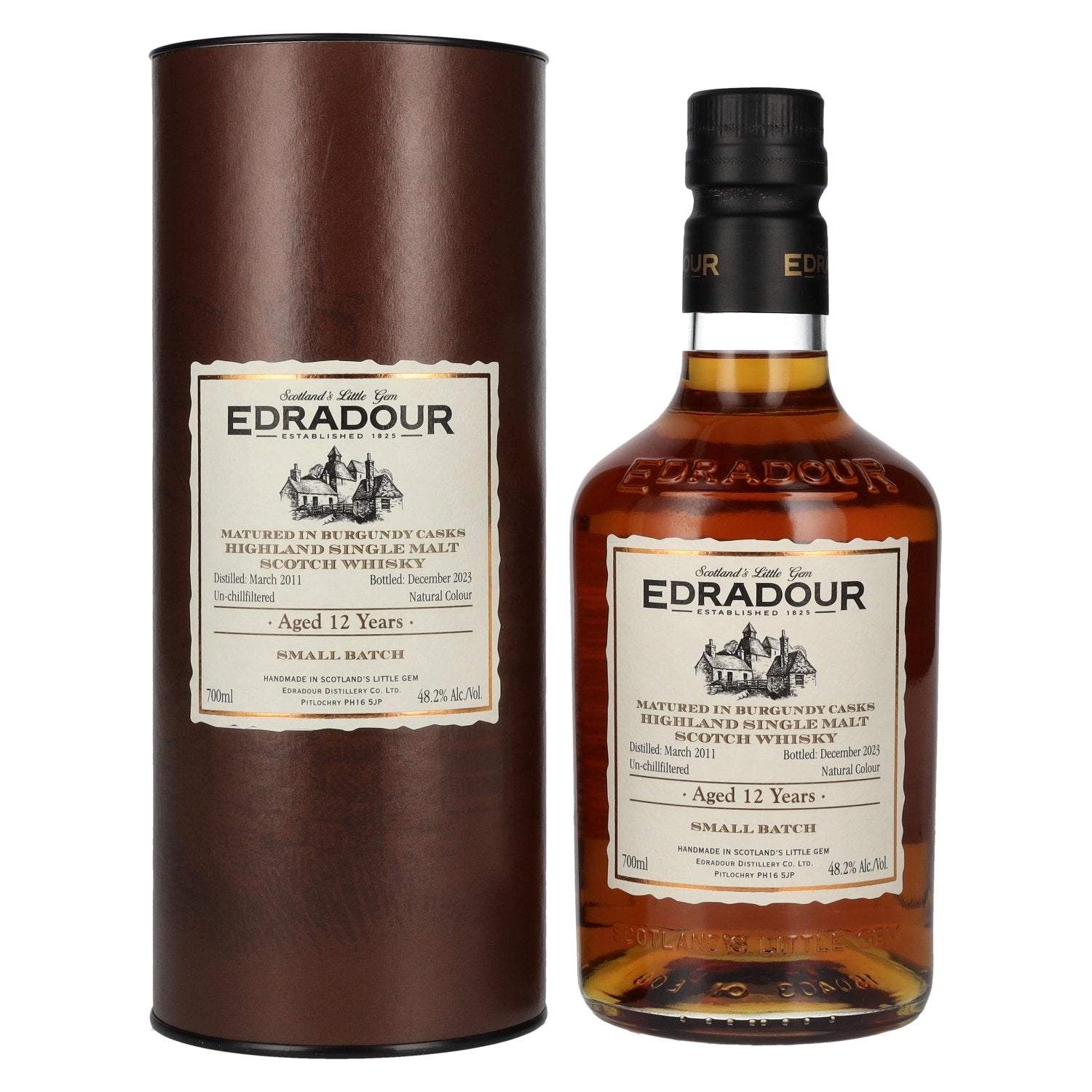 Edradour 12 Years Old Burgundy Cask Highland Single Malt Whisky 2011 48,2% Vol. 0,7l in Giftbox