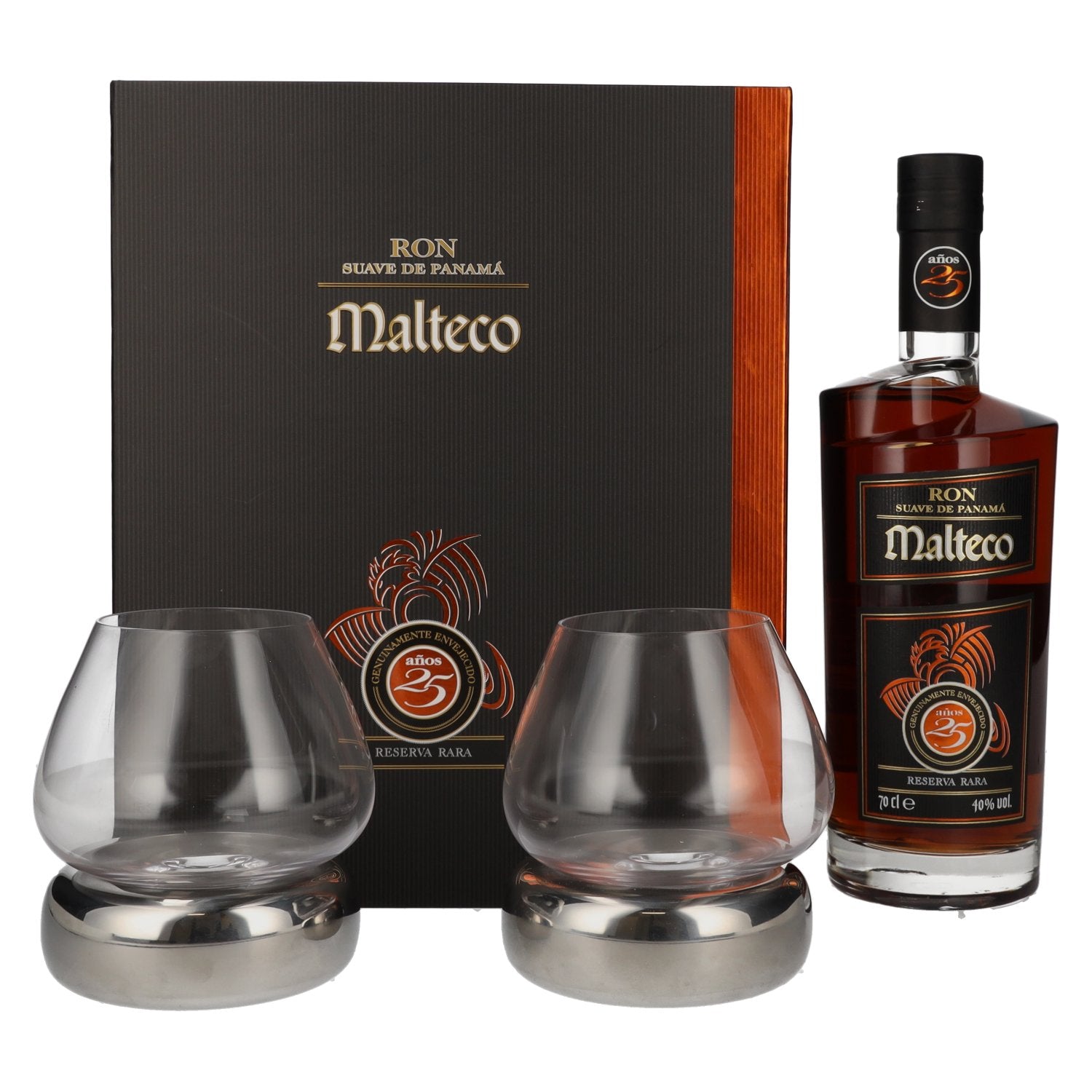 Ron Malteco 25 Anos Reserva Rara 40% Vol. 0,7l in Giftbox with 2 glasses