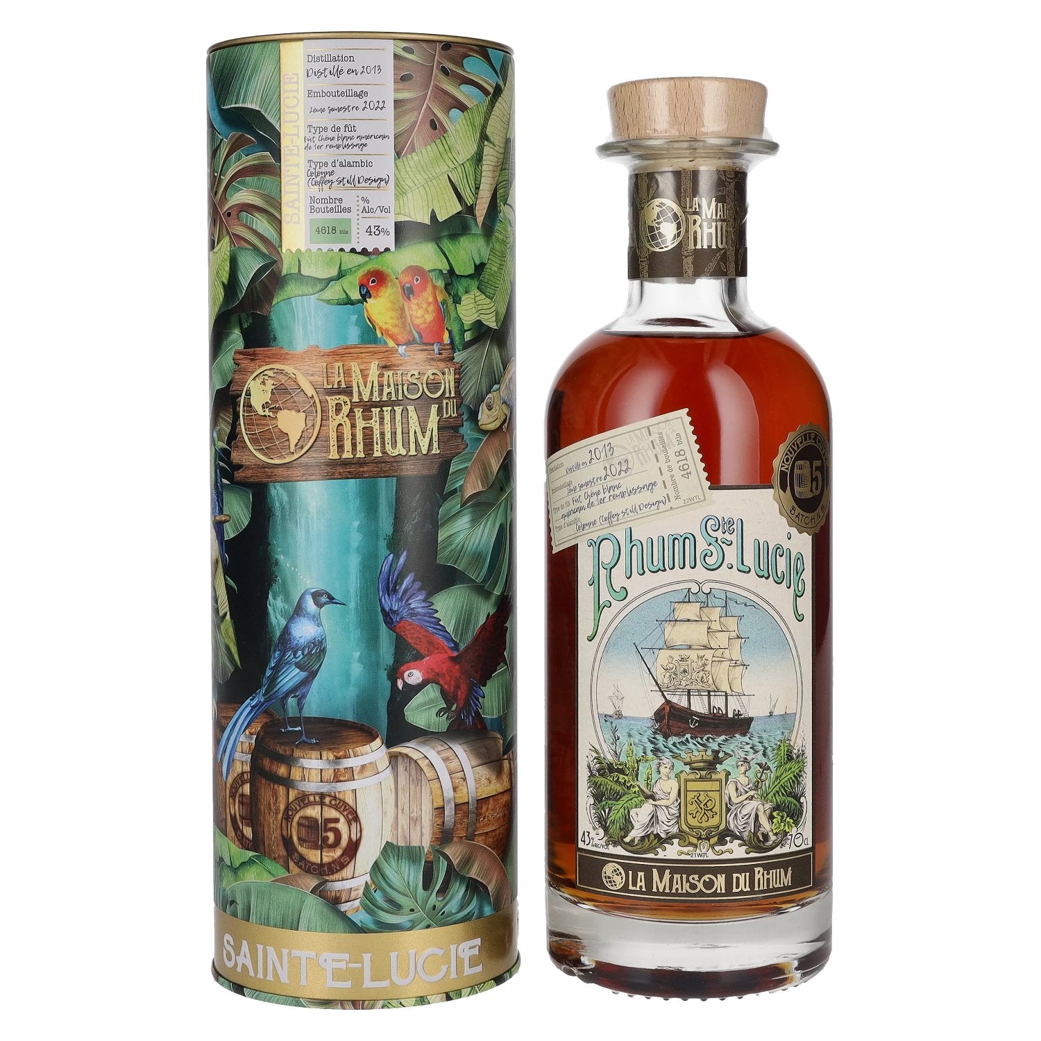 La Maison du Rhum SAINTE LUCIE 2013/2022 Batch NÂ° 5 43% Vol. 0,7l in Tinbox