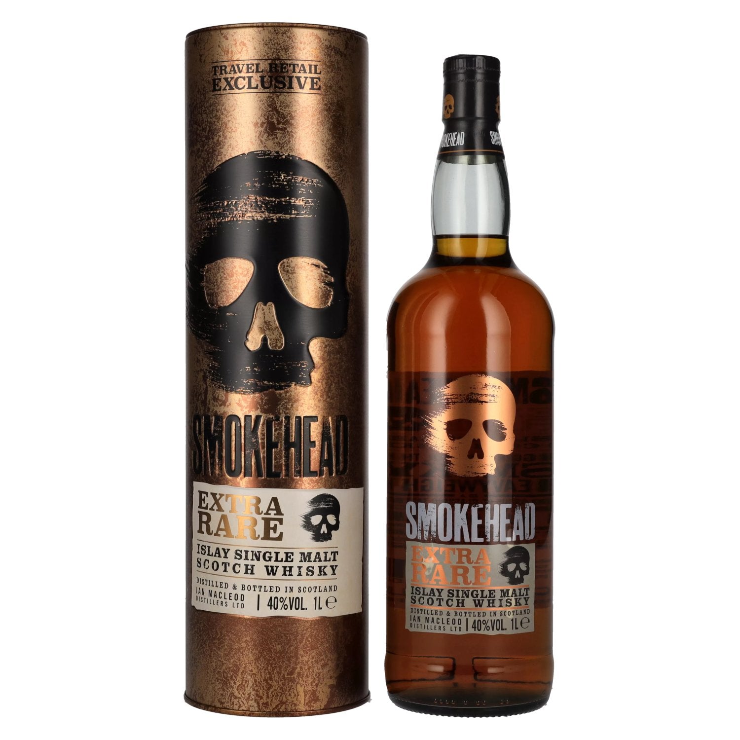 Smokehead EXTRA RARE Islay Single Malt Scotch Whisky Gold Design 40% Vol. 1l in Giftbox