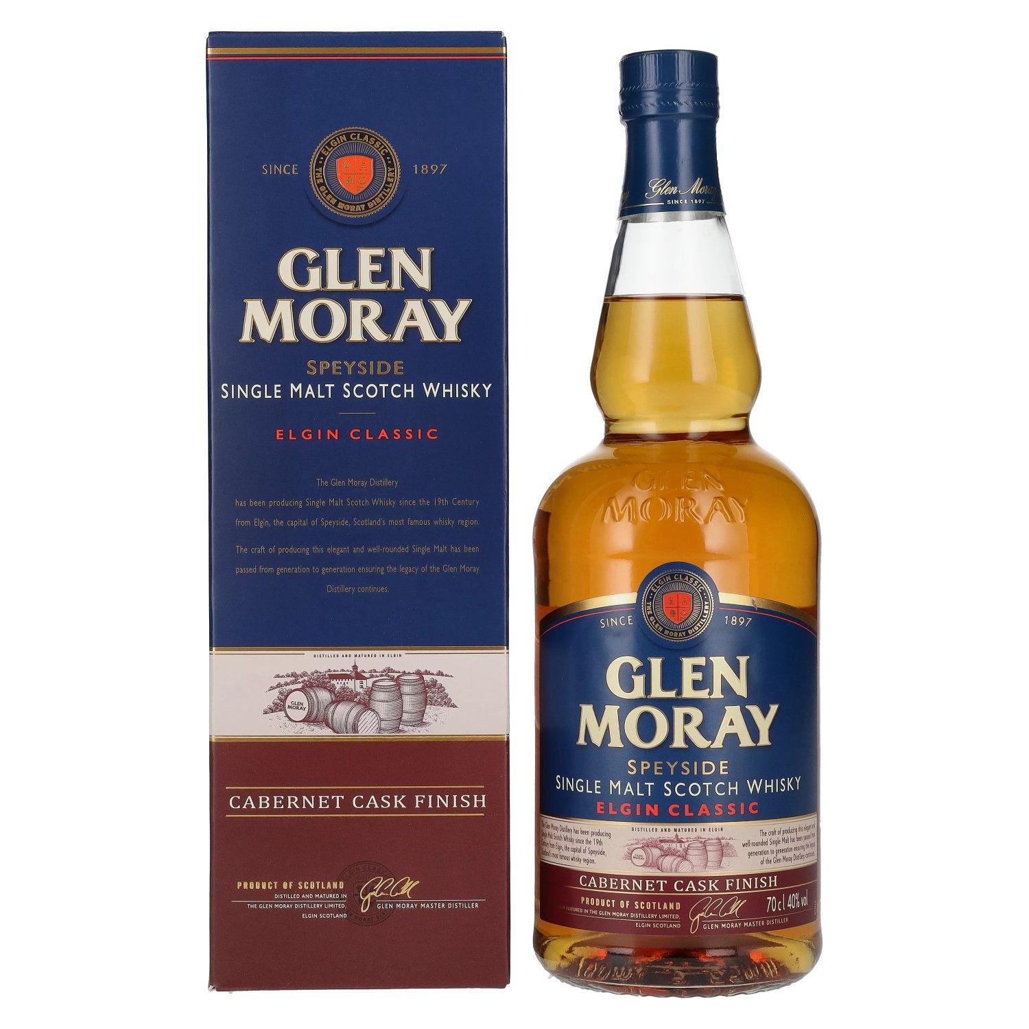 Glen Moray Elgin Classic Cabernet Cask Finish GB 40% Vol. 0,7l in Giftbox