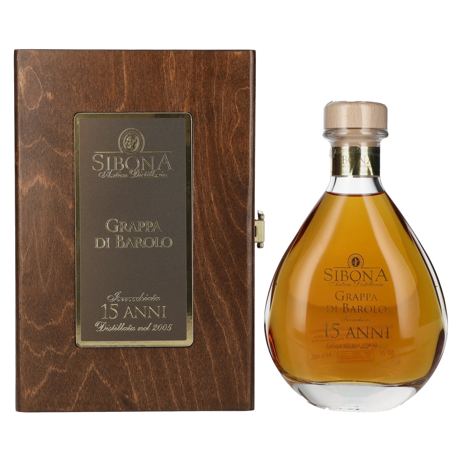 Sibona RISERVA SPECIALE Grappa di Barolo 15 ANNI 44% Vol. 0,5l in Holzkiste