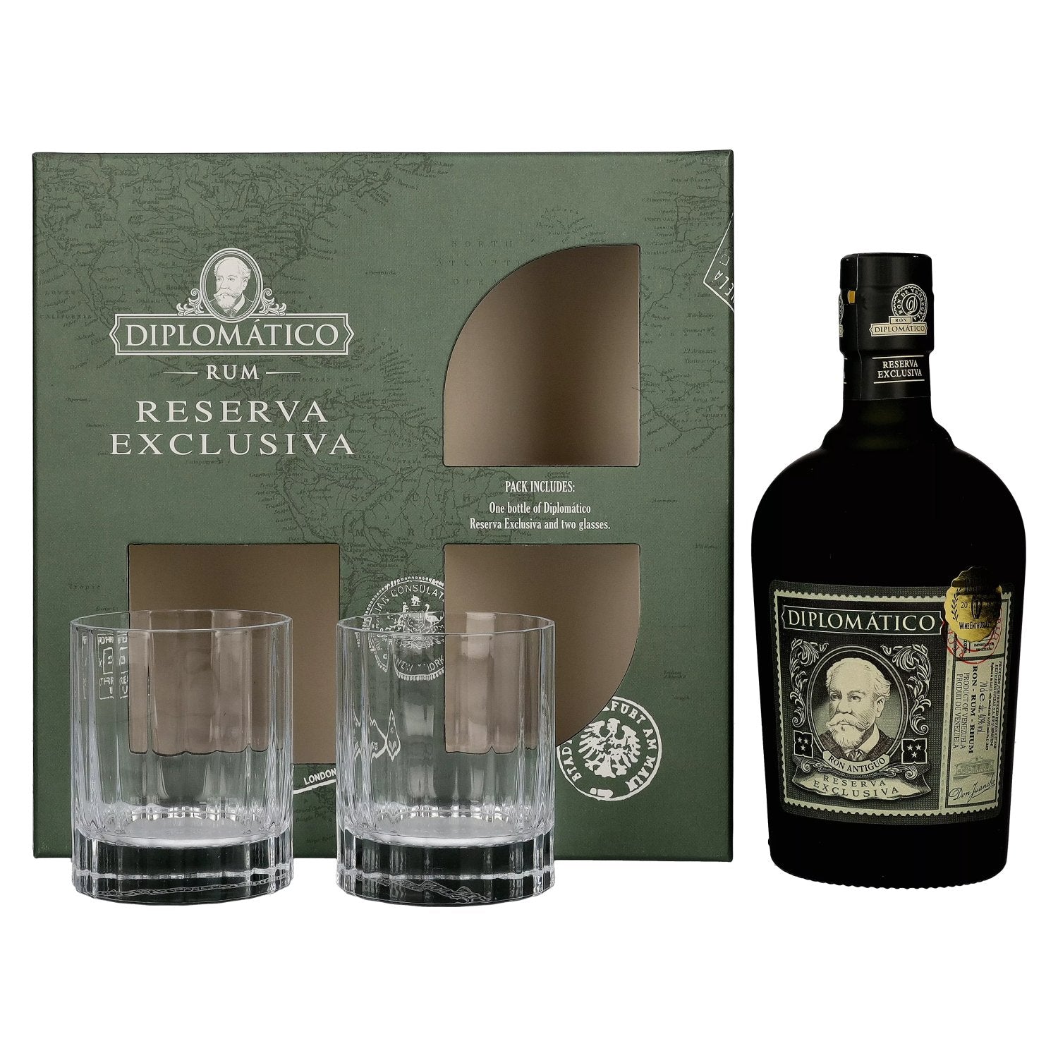 Diplomatico RESERVA EXCLUSIVA Ron Antiguo 40% Vol. 0,7l in Giftbox with 2 glasses