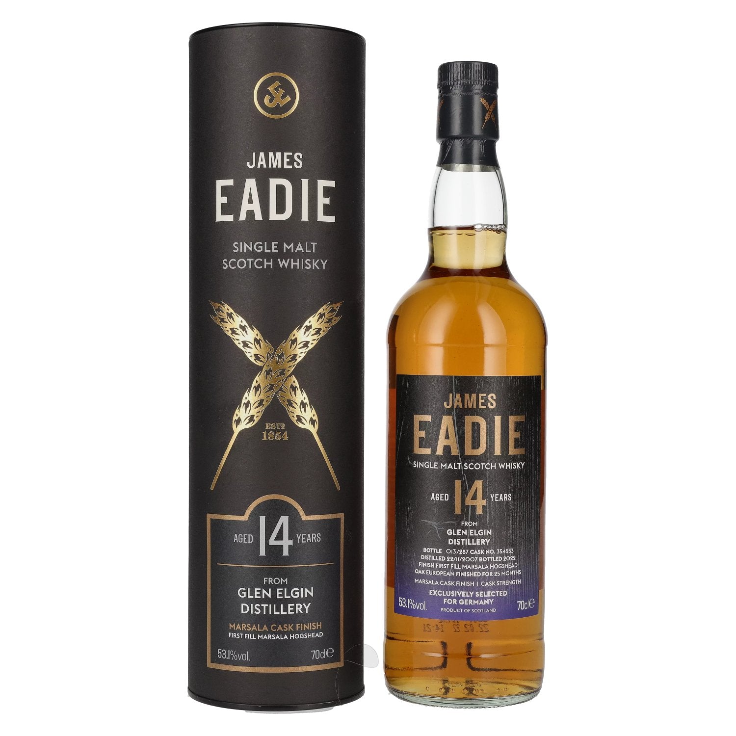 James Eadie GLEN ELGIN 14 Years Old Single Malt Marsala Cask Finish 2007 53,1% Vol. 0,7l in Giftbox