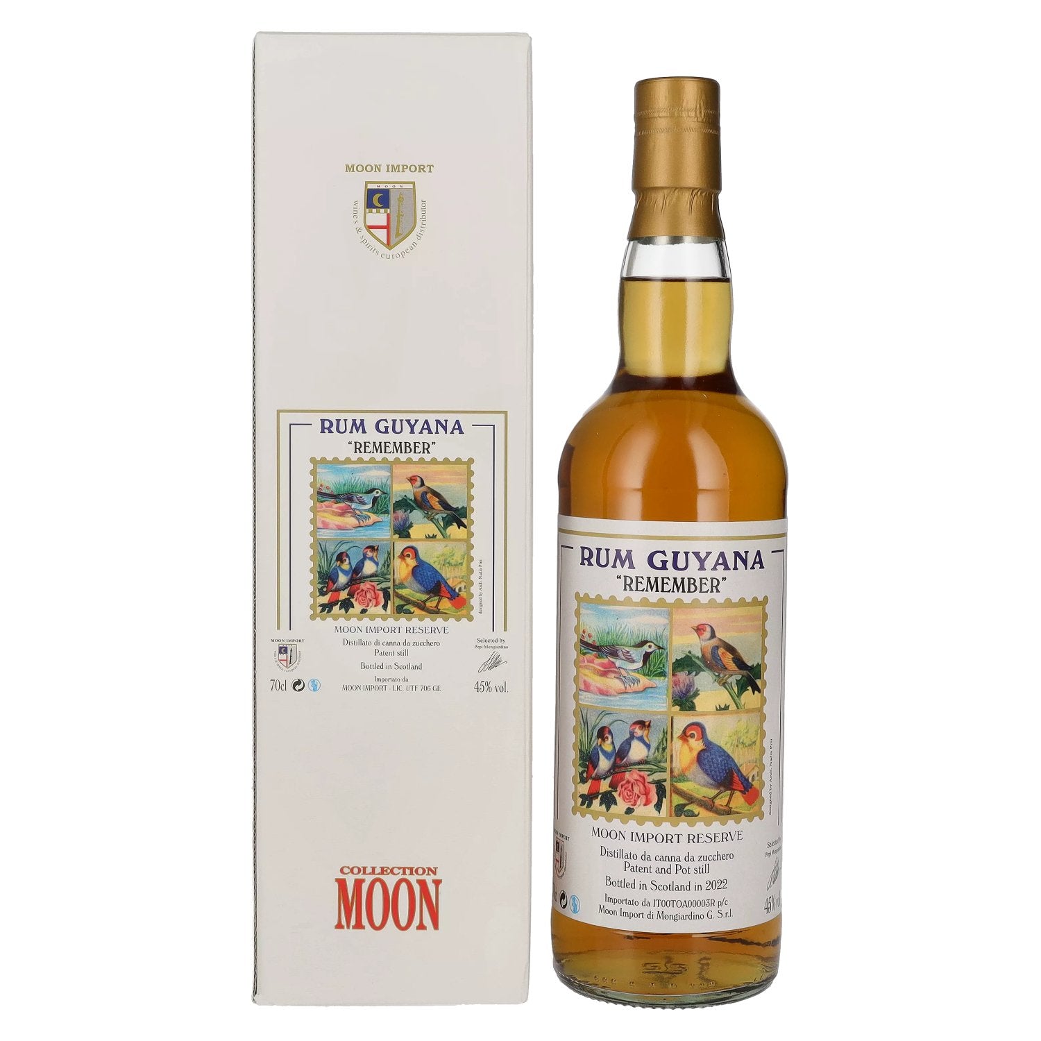 Moon Import Reserve REMEMBER Rum Guyana Patent and Pot Still 2022 45% Vol. 0,7l in Giftbox