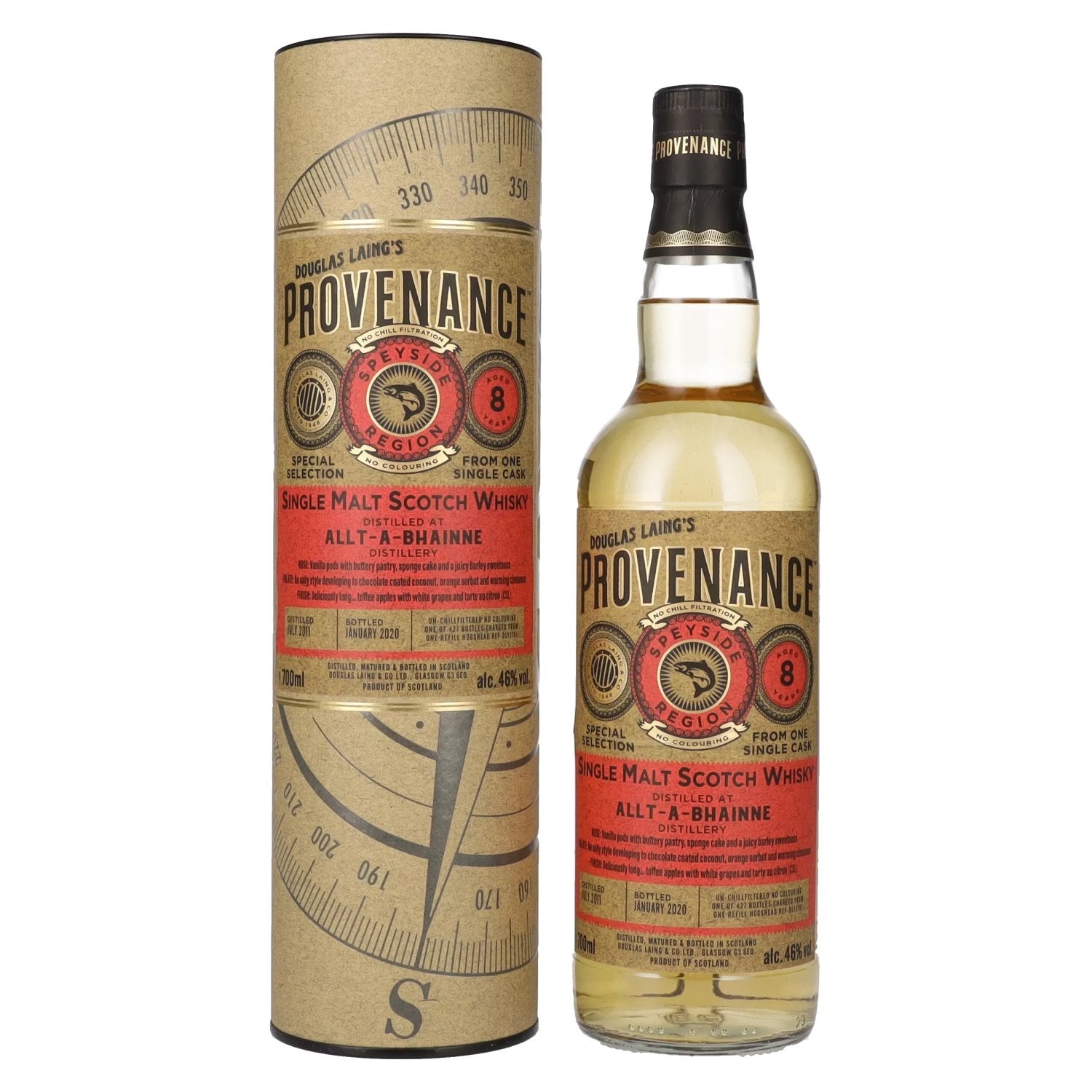 Douglas Laing PROVENANCE Allt-A-Bhainne 8 Years Old Single Cask Malt 2011 46% Vol. 0,7l in Giftbox