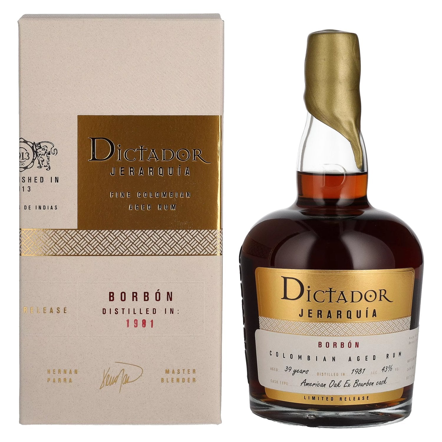 Dictador JERARQUIA 39 Years Old BORBON Rum 1981 43% Vol. 0,7l in Giftbox