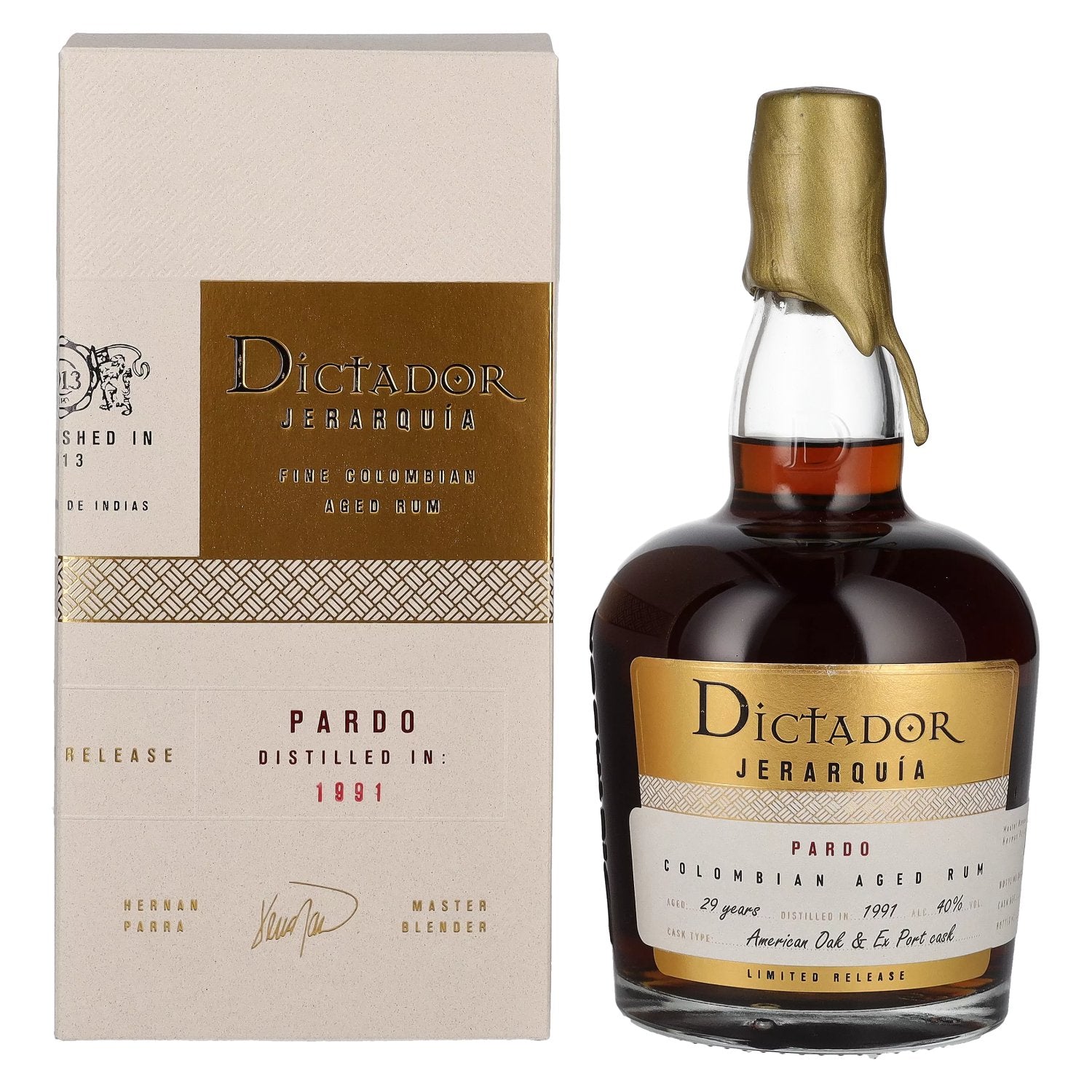 Dictador JERARQUIA 29 Years Old PARDO Rum 1991 40% Vol. 0,7l in Giftbox