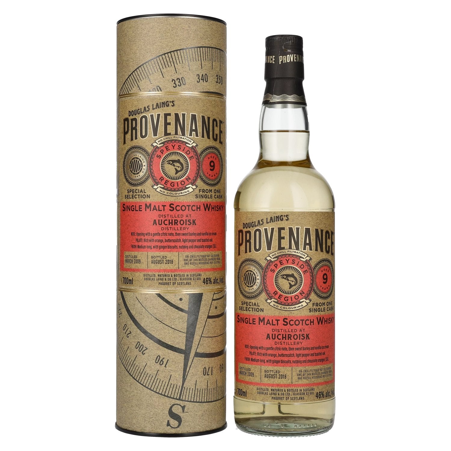 Douglas Laing PROVENANCE Auchroisk 9 Years Old Single Cask Malt 2009 46% Vol. 0,7l in Giftbox