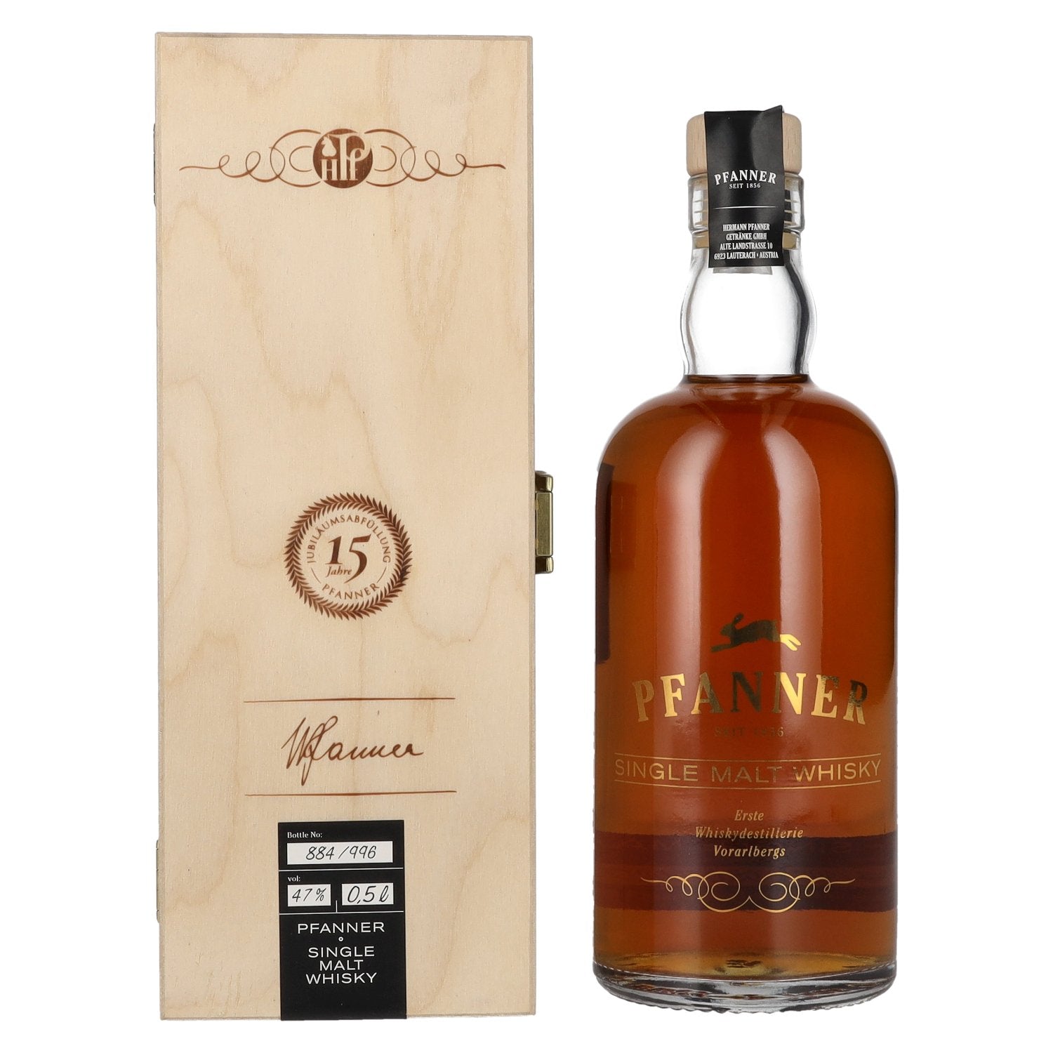 Pfanner 10 Years Old Single Malt Whisky Jubilaeumsedition 47% Vol. 0,5l in Holzkiste