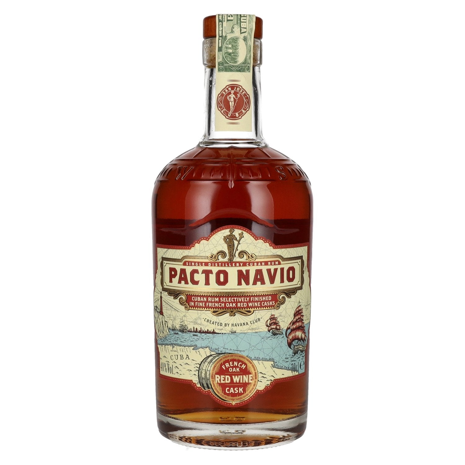 Pacto Navio Single Distillery Cuban Rum FRENCH OAK RED WINE Cask by Havana Club 40% Vol. 0,7l