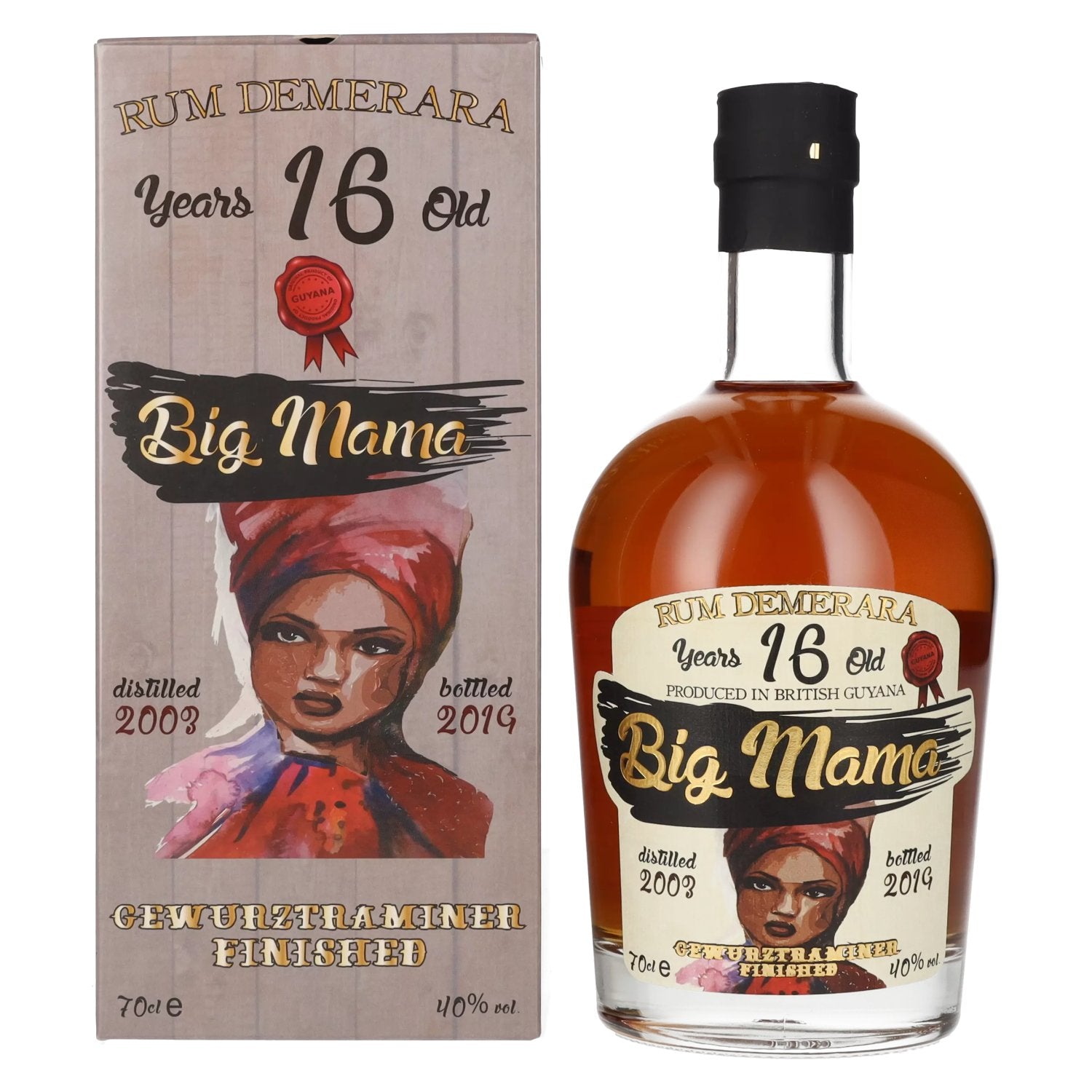 Big Mama 16 Years Old Rum Demerara Gewuerztraminer Finished 40% Vol. 0,7l in Giftbox