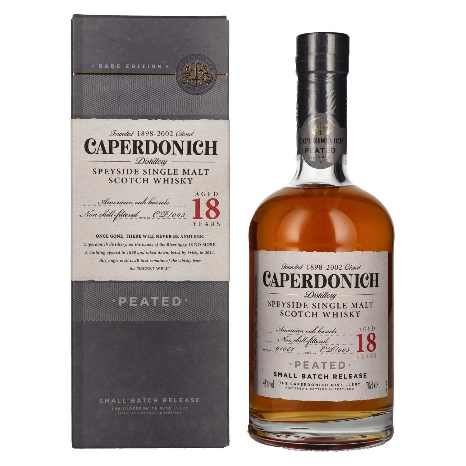 Caperdonich 18 Years Old PEATED Speyside Single Malt Scotch Whisky 48% Vol. 0,7l in Giftbox