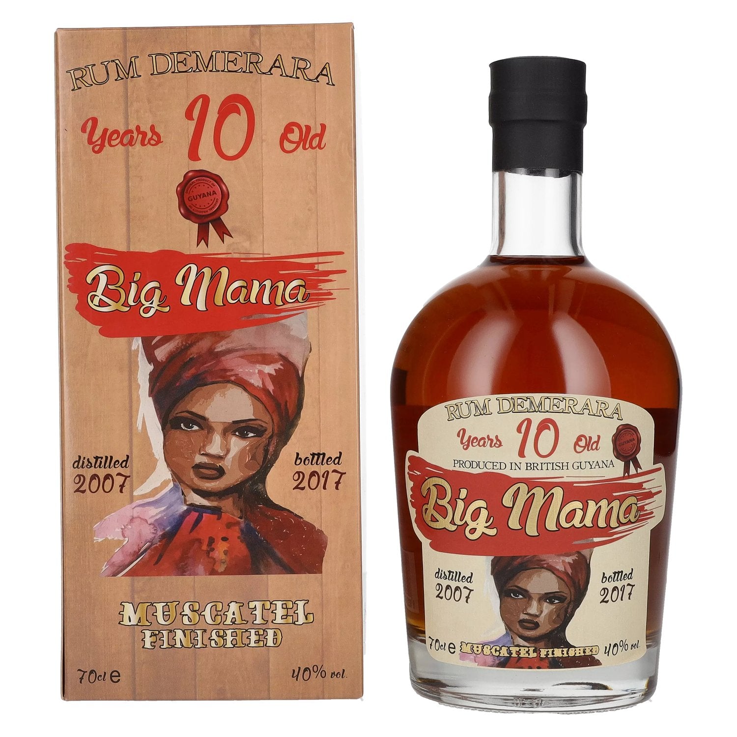 Big Mama 10 Years Old Rum Demerara Muscatel Finished 40% Vol. 0,7l in Giftbox