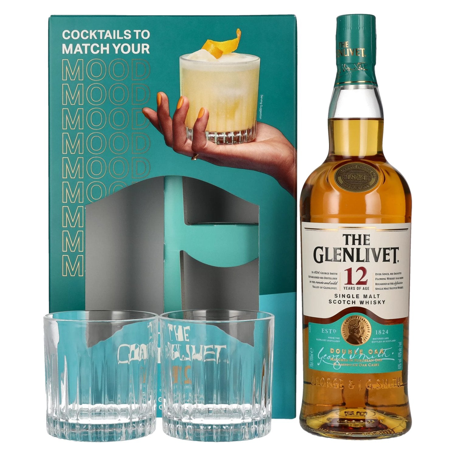 The Glenlivet 12 Years Old DOUBLE OAK 40% Vol. 0,7l in Giftbox with 2 glasses