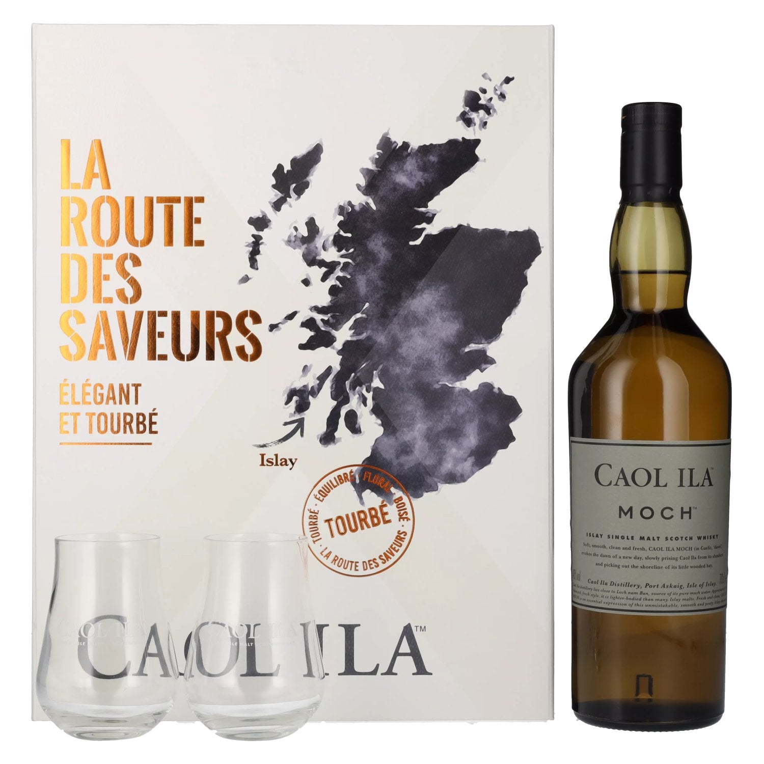 Caol Ila MOCH La Route des Saveurs Set 43% Vol. 0,7l in Giftbox with 2 glasses