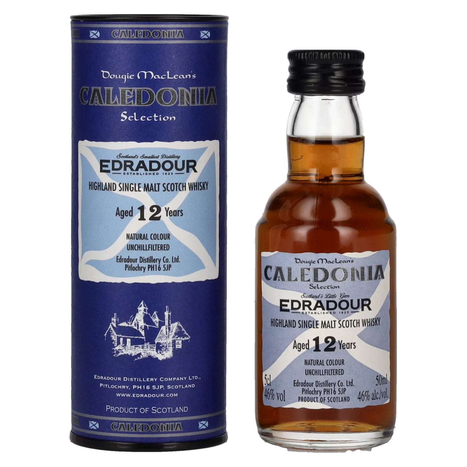 Edradour CALEDONIA 12 Years Old Highland Single Malt Scotch Whisky 46% Vol. 0,05l in Giftbox