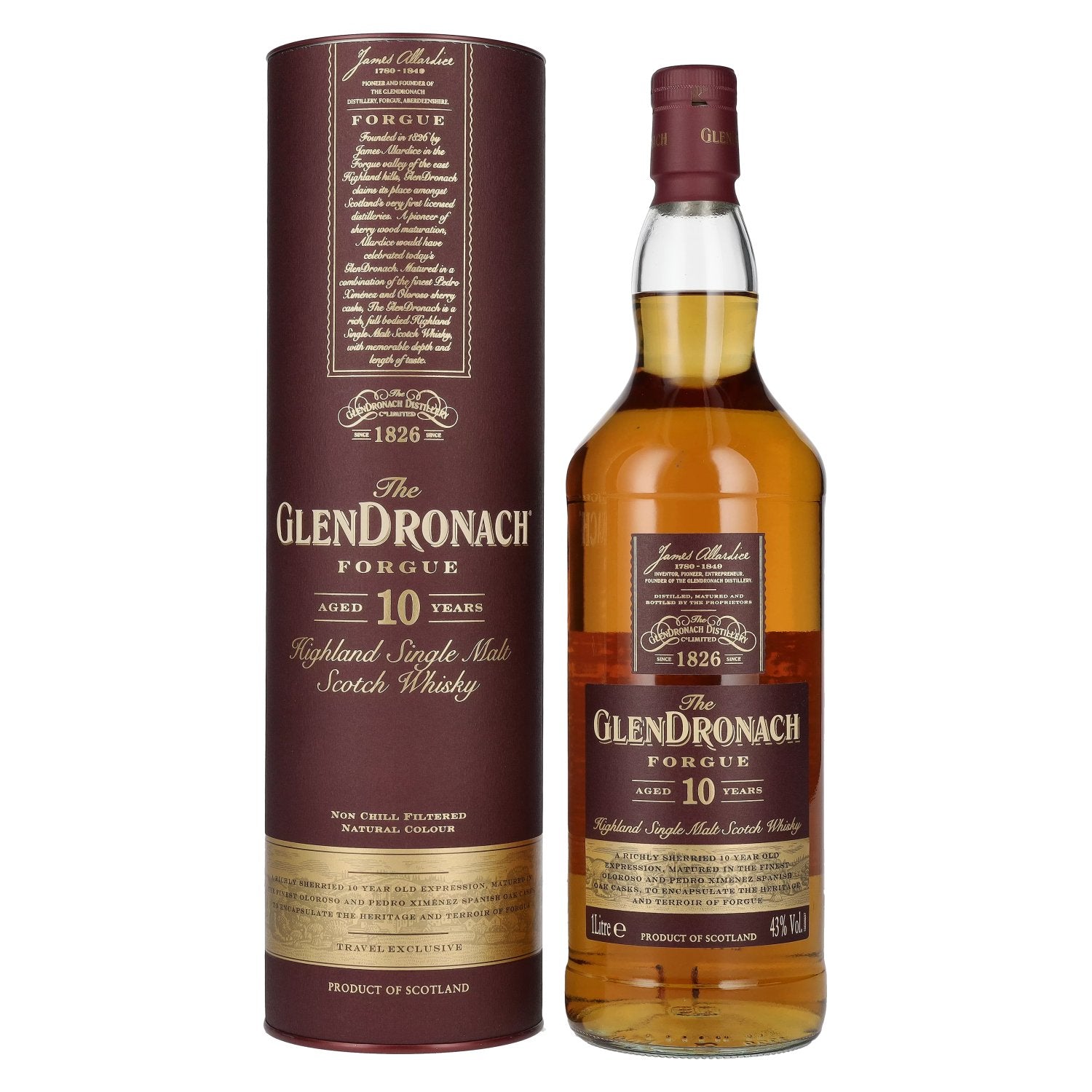 The GlenDronach 10 Years Old FORGUE Highland Single Malt 43% Vol. 1l in Giftbox