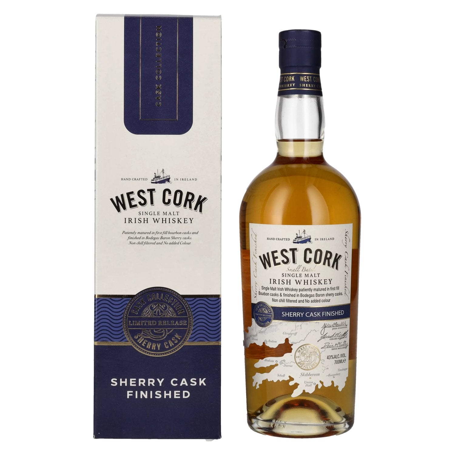 West Cork Single Malt Irish Whiskey SHERRY CASK FINISHED 43% Vol. 0,7l in Giftbox