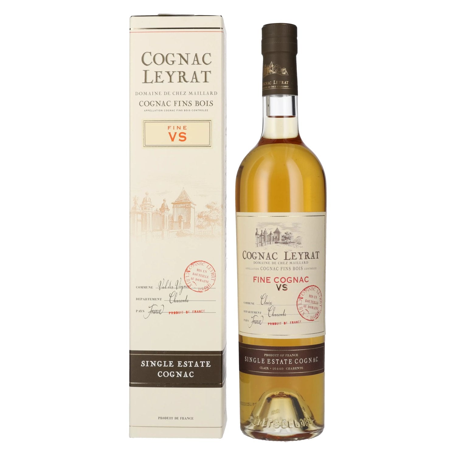 Cognac Leyrat VS Fine Single Estate Cognac GB 40% Vol. 0,7l in Giftbox
