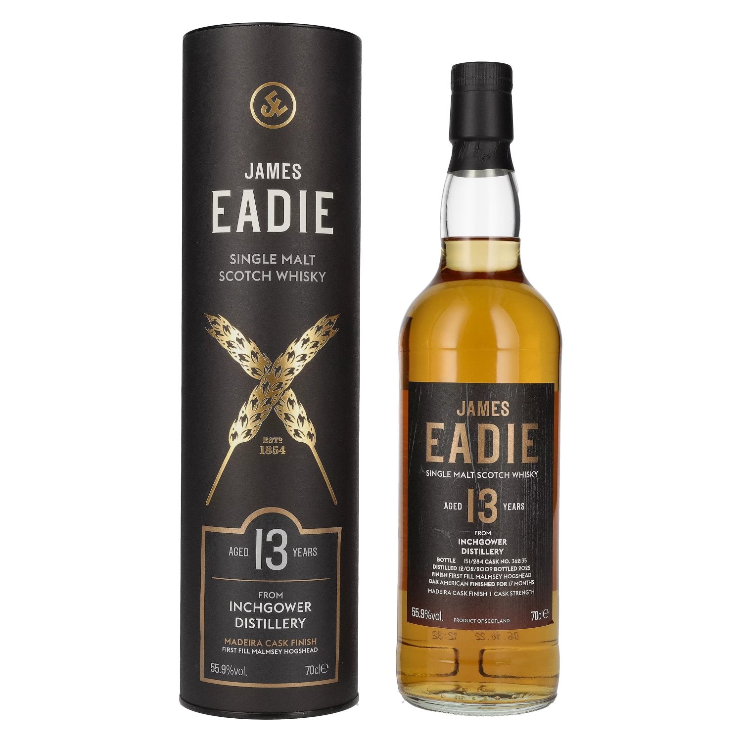 James Eadie INCHGOWER 13 Years Old Single Malt Madeira Cask Finish 2009 55,9% Vol. 0,7l in Giftbox