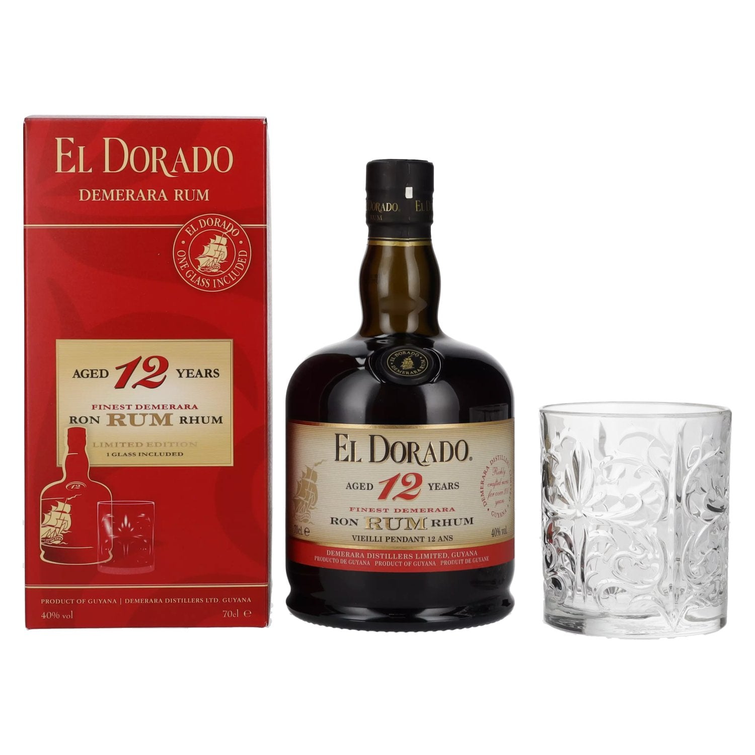 El Dorado 12 Years Old Finest Demerara Rum 40% Vol. 0,7l in Giftbox with Tumbler