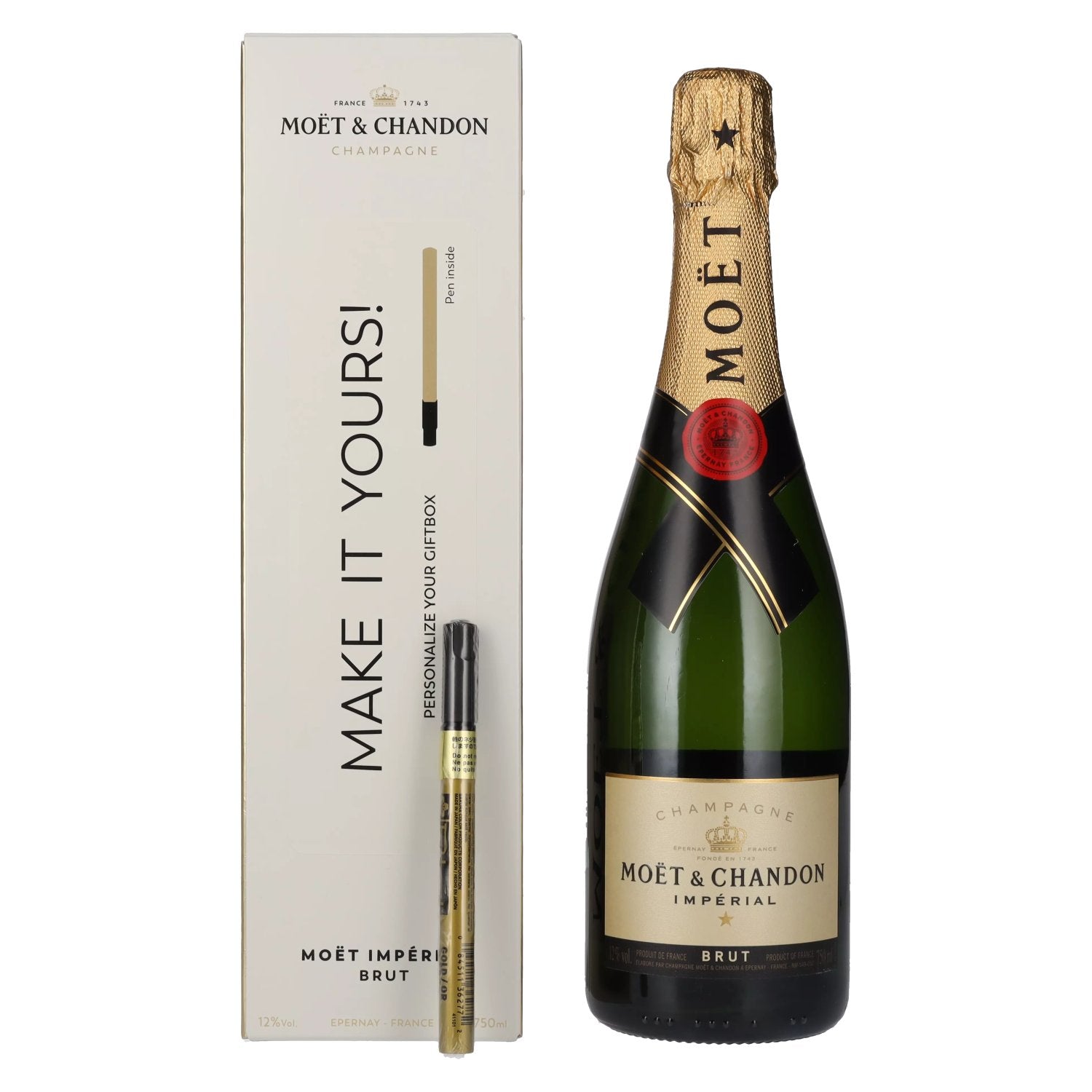 Moet & Chandon Champagne IMPERIAL Brut 12% Vol. 0,75l in Giftbox with Goldstift