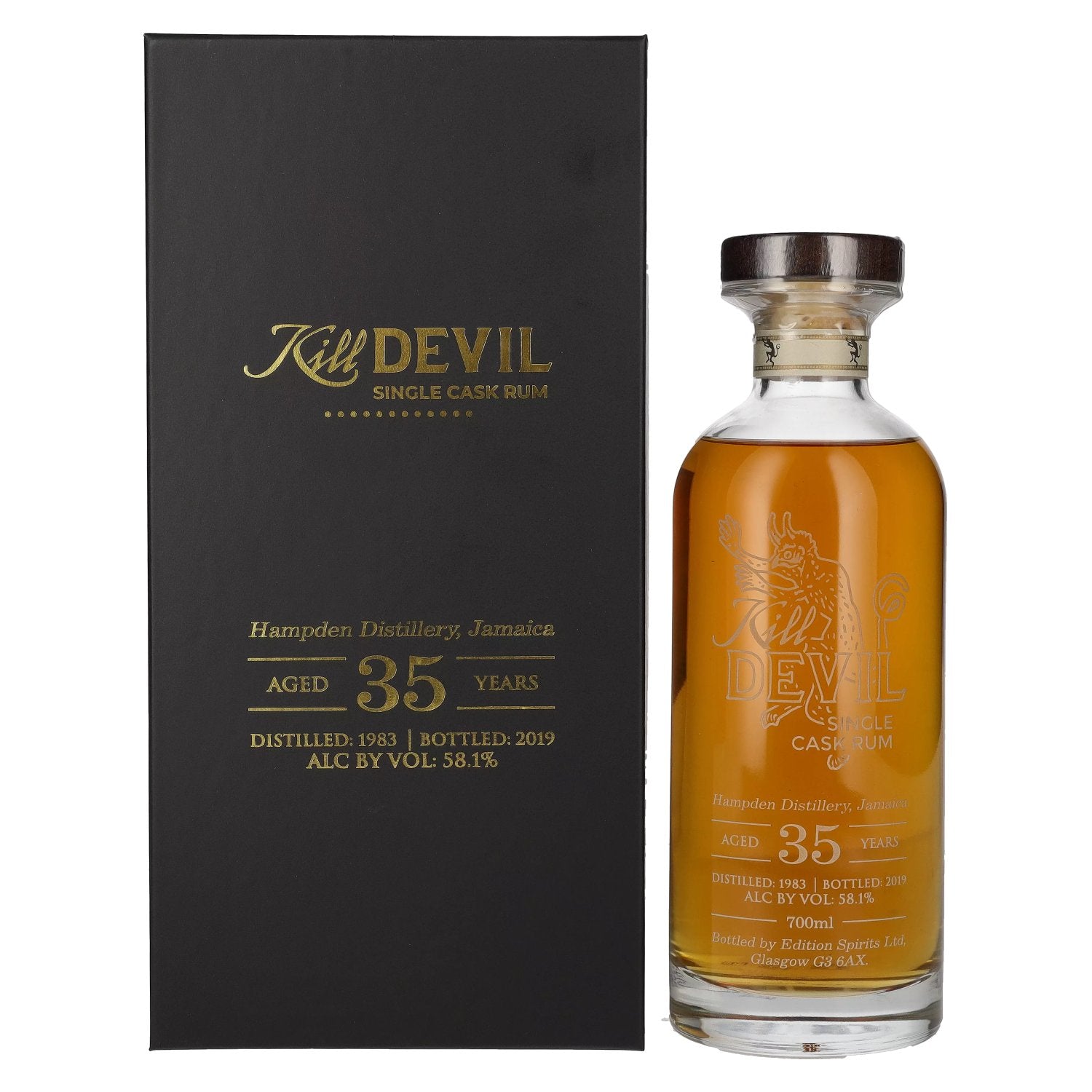 Hunter Laing Kill Devil Hampden 35 Years Old Cask Strength Single Cask Rum 1983 58,1% Vol. 0,7l in Giftbox