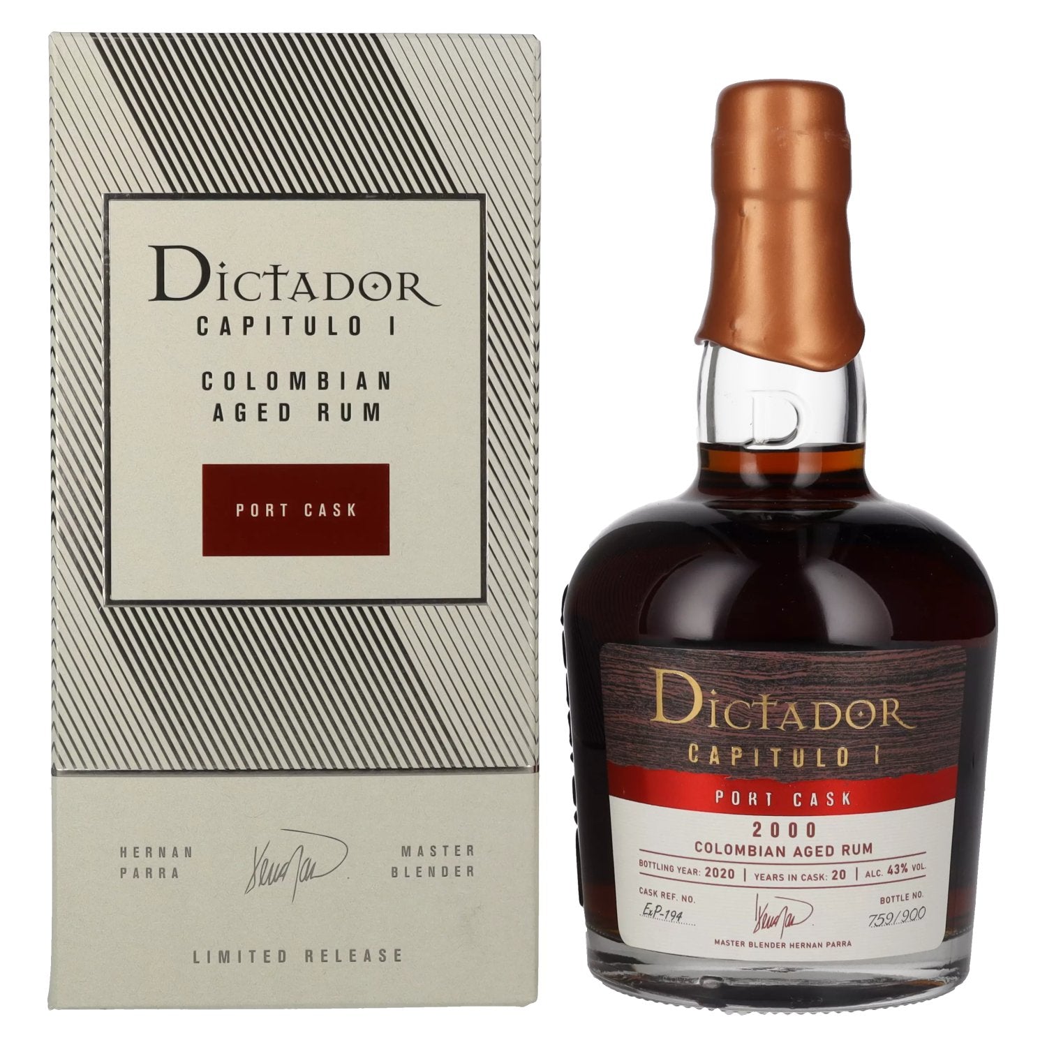 Dictador CAPITULO I 20 Years Old Port Cask Colombian Aged Rum 2000 43% Vol. 0,7l in Giftbox