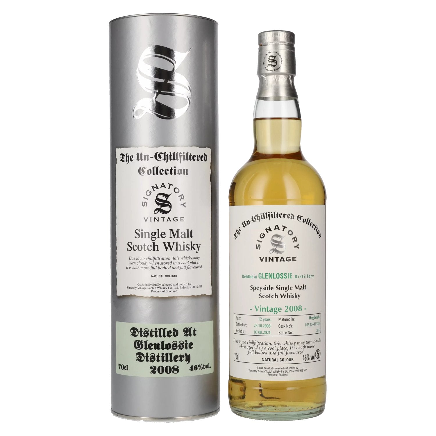 Signatory Vintage GLENLOSSIE 12 Years Old The Un-Chillfiltered 2008 46% Vol. 0,7l in Tinbox